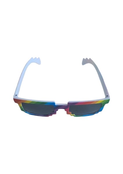 Parti Gözlük Pixel Bilgisayar Temalı Gökkuşağı Renklerinde Parti Eğlence Gözlüğü modelleri