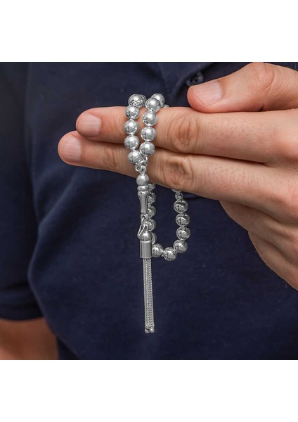 Gümüş Yuvarlak Erkek Tesbih modelleri