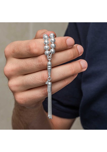 Gümüş Yuvarlak Erkek Tesbih fırsatları