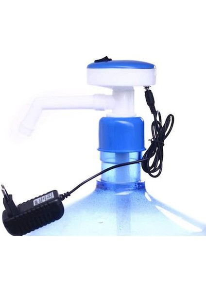 Elektrikli Su Pompası - Hijyenik Plastik, Mavi-Beyaz Renk, Silindirik Tasarım, Tek Dokunuşla Açma-Kapama