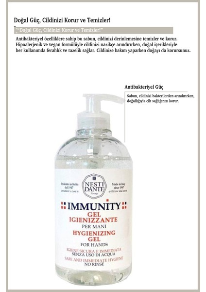 Immunity Hygienizing Sıvı Sabun Jel 500ml l Hijyeni ve Antibakteriyel fırsatları