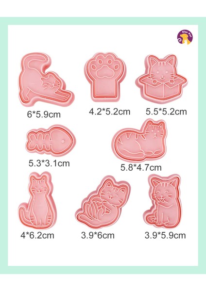 3D Kedi Şekilli Kurabiye ve Şekerleme Kalıbı Seti – 8 Parça (Ithal Ürün) modelleri