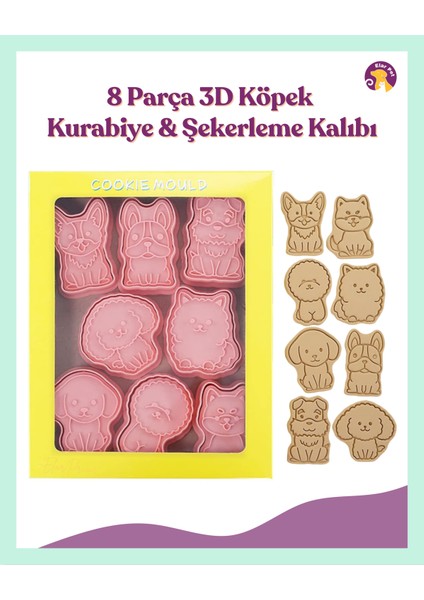 3D Köpek Şekilli Kurabiye ve Şekerleme Kalıbı Seti – 8 Parça (Ithal Ürün) fiyatları