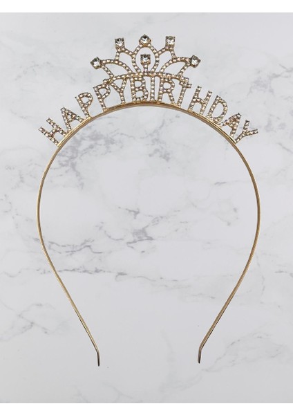 Taç Metal Taşlı Happy Birthday Taşlı İşlemeli Altı indirimleri