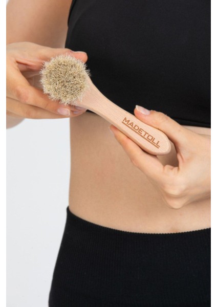 Yüz Fırçası - Kırışıklıkları Giderir ve Peeling Etkisi Sunar, %100 Doğal At Kılı ve Gürgen Ağacı ile