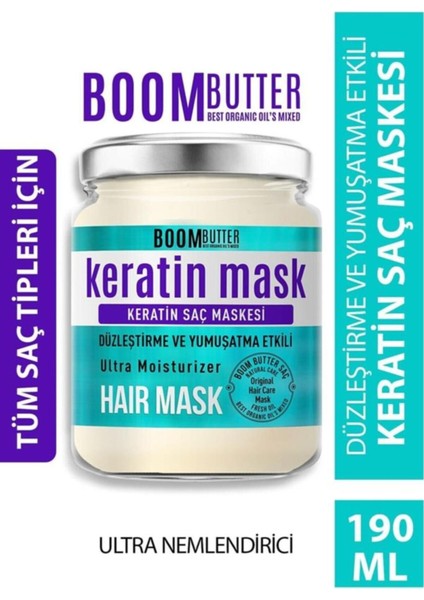 Boom Butter Keratin Saç Maskesi 2×190 ml Bitkisel İçerikli Besleyici Onarıcı modelleri