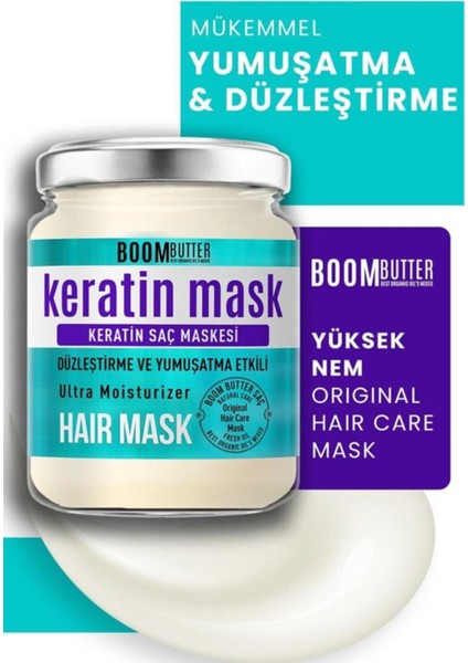 Boom Butter Keratin Saç Maskesi 2×190 ml Bitkisel İçerikli Besleyici Onarıcı indirimleri