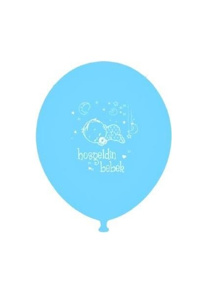 Hoşgeldin Bebek Baskılı Mavi Balon 10 Adet