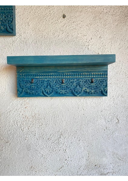 Ahşap Oyma Askılıklı Duvar Rafı modelleri