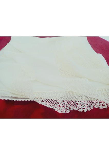 Krep Kumaş El Işi Iğne Oyası ,namaz, Mevlit Örtüsü, Özel El Yapımı Çember Çeyizlik Oyalı 140X75 cm