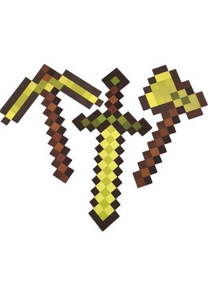 Ahşap Figür Oyuncak Gold Set Balta Kılıç Kazma fırsatları