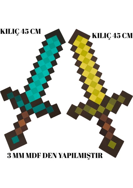 hediyefuryası Ahşap Figür Oyuncak Kılıç Set Elmas Gold Oyunculara özel