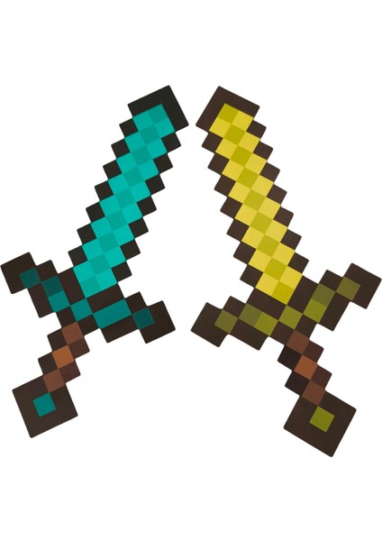 hediyefuryası Ahşap Figür Oyuncak Kılıç Set Elmas Gold Oyunculara özel