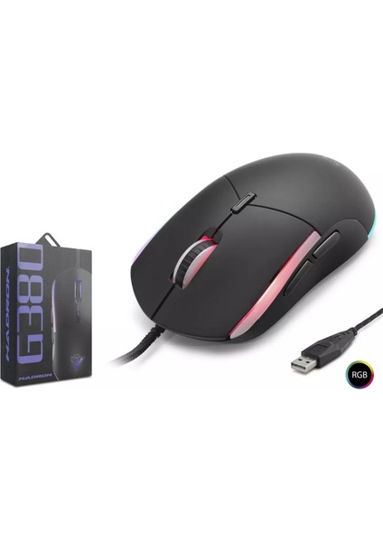G380 Kablolu Oyuncu Mouse Rgb 3600DPI Siyah
