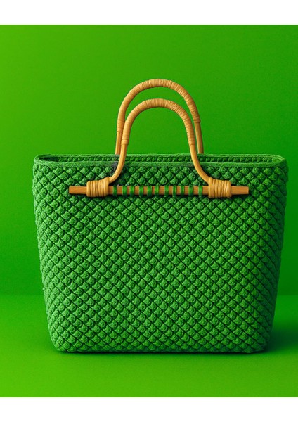 El Yapımı Makrome Çanta Doğal ve Şık Tasarım Nohut Yeşil