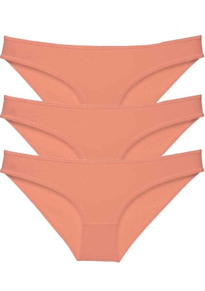 3 Adet Süper Eko Set Likralı Kadın Slip Külot Pudra