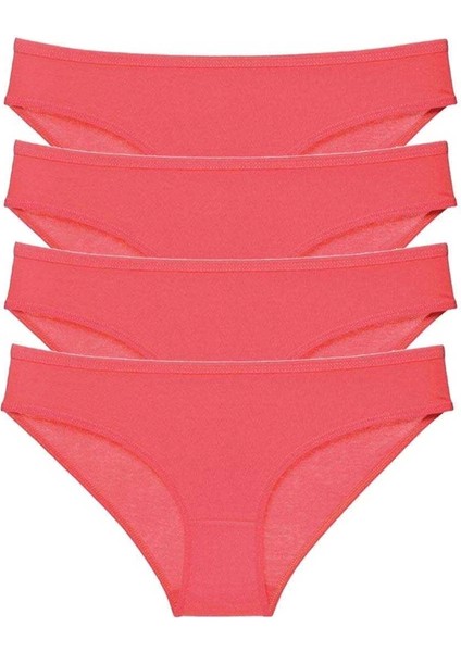 4 Adet Süper Eko Set Likralı Kadın Slip Külot Kırmızı