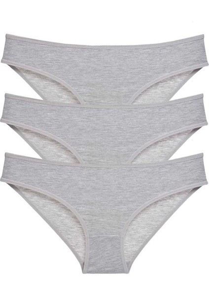 3 Adet Süper Eko Set Likralı Kadın Slip Külot Gri