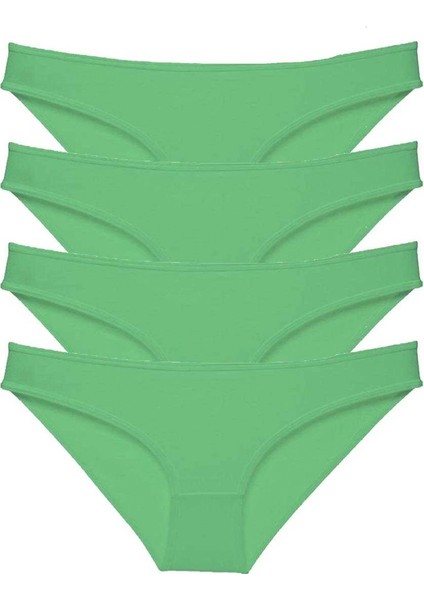 4 Adet Süper Eko Set Likralı Kadın Slip Külot Yeşil