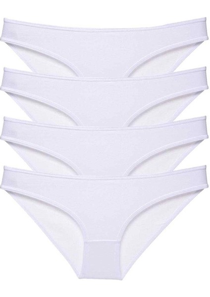 4 Adet Süper Eko Set Likralı Kadın Slip Külot Beyaz