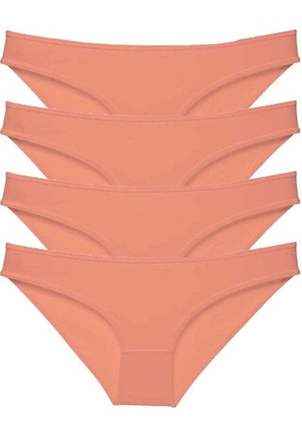 4 Adet Süper Eko Set Likralı Kadın Slip Külot Pudra