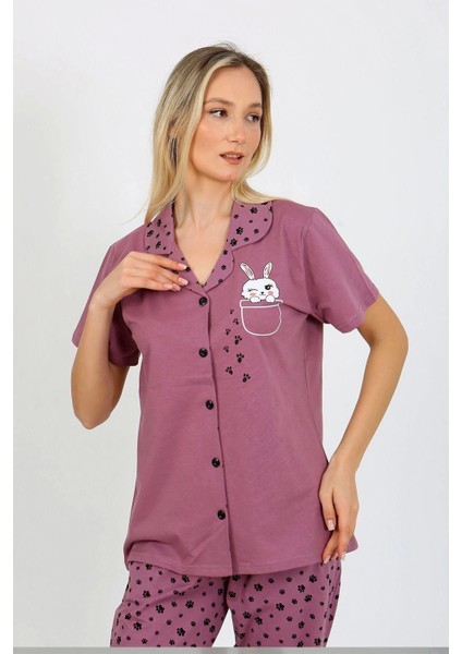 %100 Pamuk Düğmeli Kadın Pijama Takımı modelleri