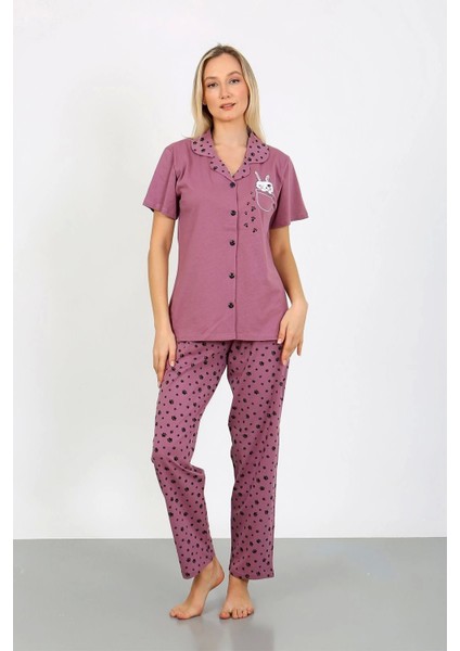 %100 Pamuk Düğmeli Kadın Pijama Takımı indirimleri