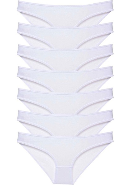 7 Adet Süper Eko Set Likralı Kadın Slip Külot Beyaz
