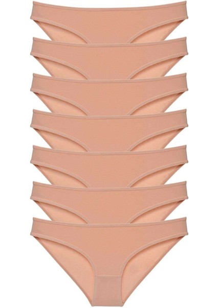 7 Adet Süper Eko Set Likralı Kadın Slip Külot Ten