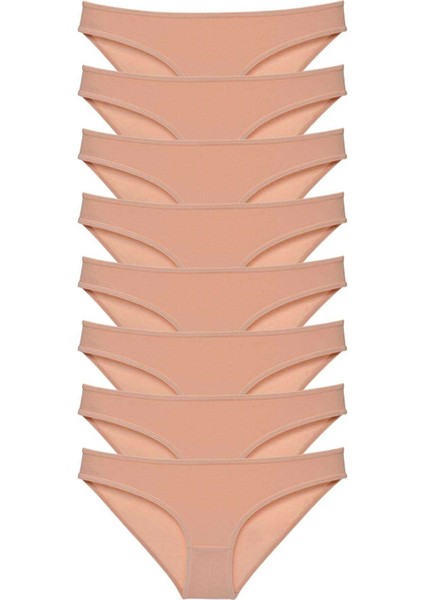 8 Adet Süper Eko Set Likralı Kadın Slip Külot Ten