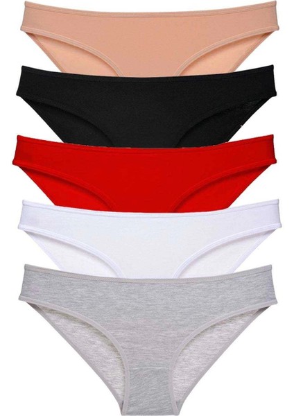 5 Adet Süper Eko Set Likralı Kadın Slip Külot Çok Renkli