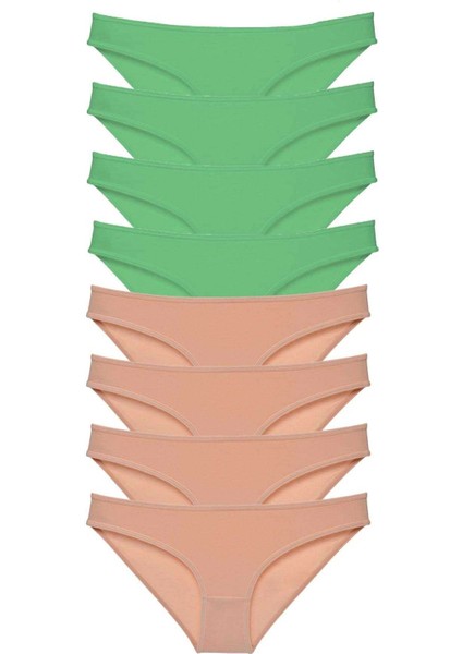 8 Adet Süper Eko Set Likralı Kadın Slip Külot Yeşil Ten