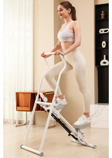 Katlanabilir Dikey Tırmanma Egzersiz Aleti Yeni Versiyon Beyaz