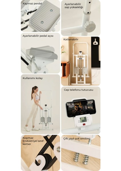 Katlanabilir Dikey Tırmanma Egzersiz Aleti Yeni Versiyon Beyaz fiyatları