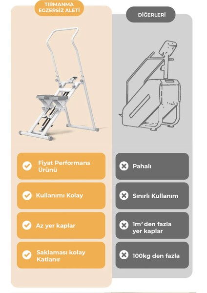 Katlanabilir Dikey Tırmanma Egzersiz Aleti Yeni Versiyon Beyaz modelleri