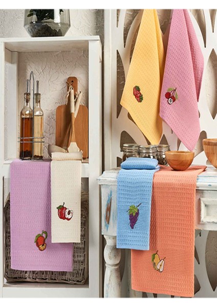 6 Parça %100 Pamuk 40 x 60CM Meyve Desenli Mutfak Havlusu Seti Mutfak Kurulama Bezi Seti Hemmen fiyatları