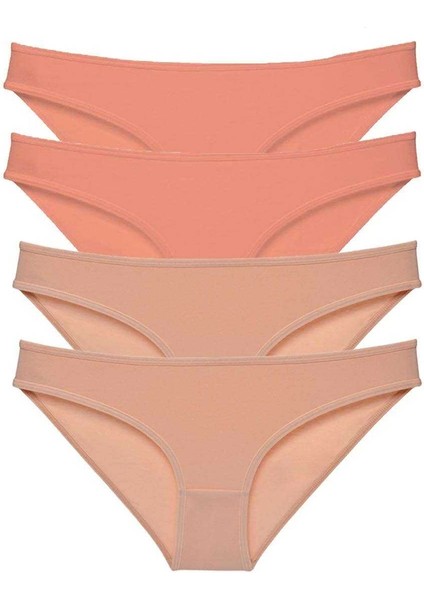 4 Adet Süper Eko Set Likralı Kadın Slip Külot Pudra Ten