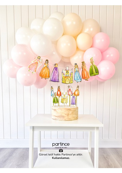 Prenses Şato Tema Konseptli Doğum Günü Balon Zincir Seti Prenses Tema Balon Zinciri