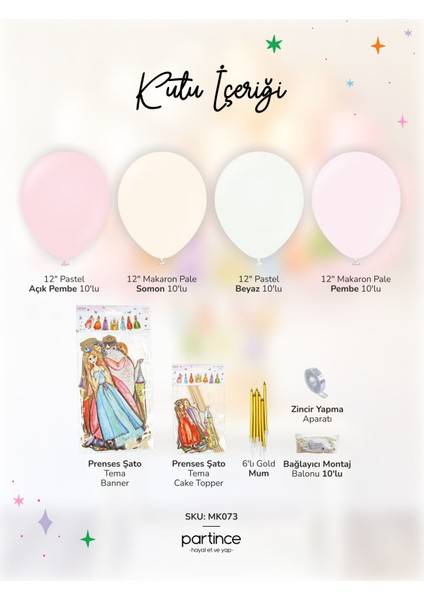 Prenses Şato Tema Konseptli Doğum Günü Balon Zincir Seti Prenses Tema Balon Zinciri fiyatları