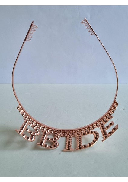 Taç Bride Metal Taşlı Lüks Gelin Taçı Rose Gold Üstten Geçirmeli fırsatları