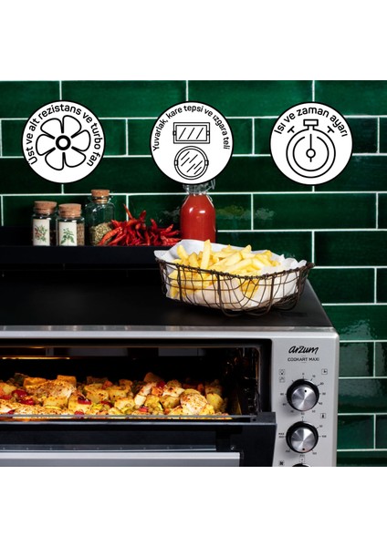 Mini Midi Fırın 50 Lt Çift Cam Turbo Pişirme Paslanmaz Çelik Çok Fonksiyonlu Yerli indirimleri