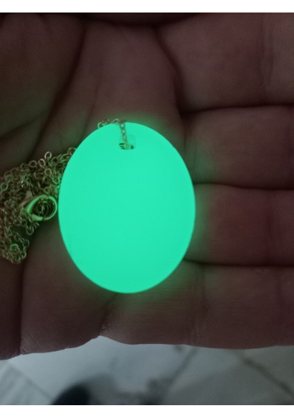 Karanlıkta Parlayan Fosforlu Oval Kolye Gold Renk Metal Zincirli fiyatları