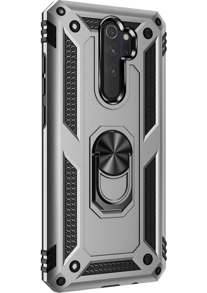 Xiaomi Redmi Note 8 Pro Yüzüklü Tank Kılıf Gümüş