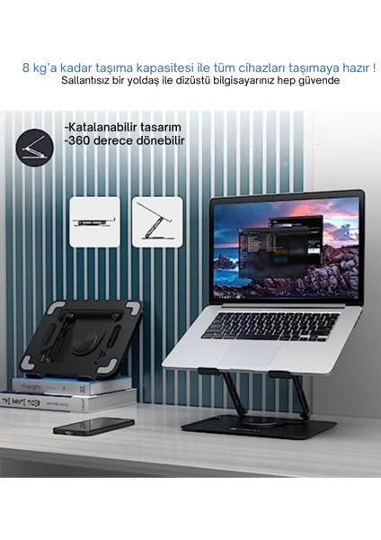 360° Döner Laptop Standı | Ergonomik Masaüstü Dizüstü Bilgisayar Tutucu | Metal Kaymaz Tasarım fırsatları
