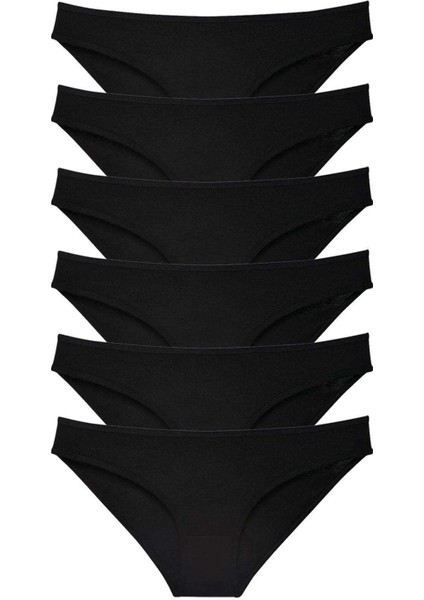 6 Adet Süper Eko Set Likralı Kadın Slip Külot Siyah