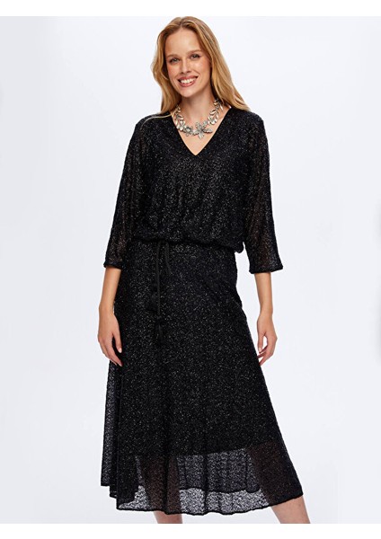 Beli Kemerli Payet Işi V Yaka Uzun Abiye Elbise W26ABY006 modelleri