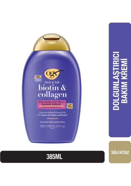 Sülfatsız Saç Kremi 385 ml Biotin ve Kolajenli İnce Telli Saçlar İçin Günlük Hacimlendirici fiyatları