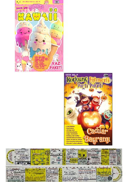 Sevimliler Kawaii Yaz Paketi + Korkunç Eğlenceli Parti Paketi Cadılar Bayramı Hediyeli Dergi 2li Set
