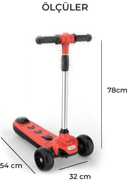 Elektrikli 3 Tekerlekli Çocuk Scooter Kırmızı indirimleri