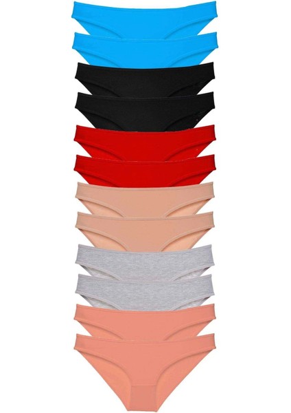 12 Adet Eko Set Likralı Kadın Slip Külot Çok Renkli 1